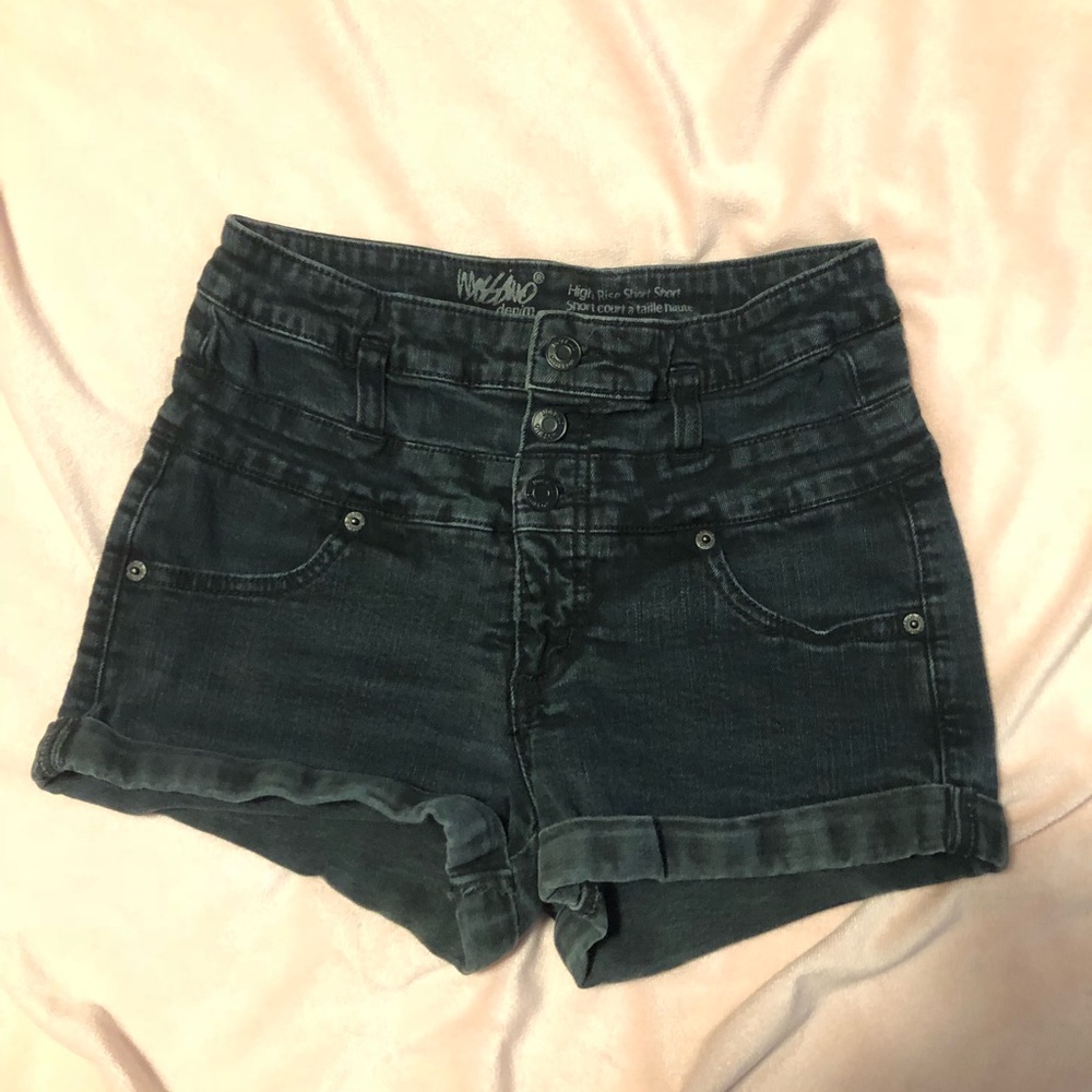 Black Denim High Rise Shorts